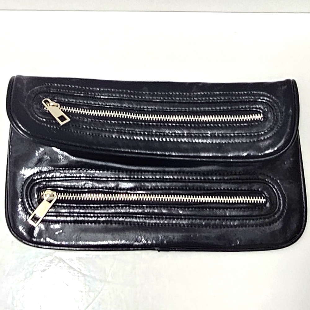 🇨🇦 Le Chateau Dark Blue Clutch Bag with Zippers - Picture 4 of 10